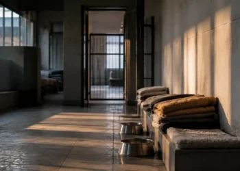 Καθαρή editorial εικόνα pet lifestyle με φυσικό φως, αρνητικό χώρο και συμβολικά στοιχεία φροντίδας