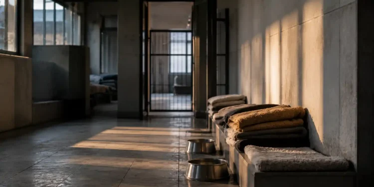 Καθαρή editorial εικόνα pet lifestyle με φυσικό φως, αρνητικό χώρο και συμβολικά στοιχεία φροντίδας