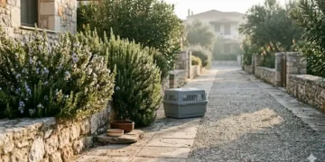Κλινική editorial σκηνή φροντίδας με καθαρό τραπέζι, πετσέτες, μπολ και ήπιο φως