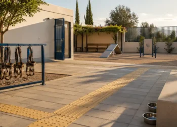 Συμπεριληπτική editorial εικόνα με ήρεμο χώρο, βοηθητικά αντικείμενα και ζεστό ανθρώπινο τόνο