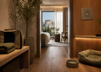 Συμπεριληπτική editorial εικόνα με ήρεμο χώρο, βοηθητικά αντικείμενα και ζεστό ανθρώπινο τόνο