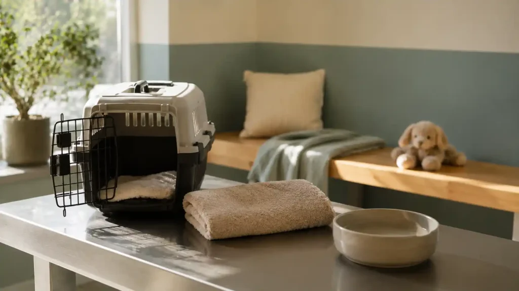 Καθαρή editorial εικόνα pet lifestyle με φυσικό φως, αρνητικό χώρο και συμβολικά στοιχεία φροντίδας