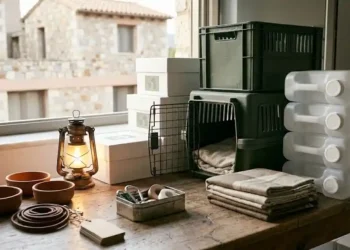 Καθαρή editorial εικόνα pet lifestyle με φυσικό φως, αρνητικό χώρο και συμβολικά στοιχεία φροντίδας