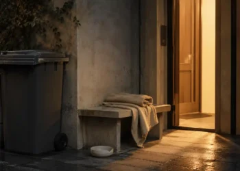 Καθαρή editorial εικόνα pet lifestyle με φυσικό φως, αρνητικό χώρο και συμβολικά στοιχεία φροντίδας