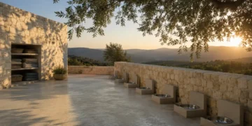 Σοβαρή συμβολική εικόνα με άδειο μπολ, πετσέτα και ήρεμο αστικό φως για προστασία ζώων