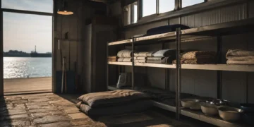 Χώρος φιλοζωικής φροντίδας με κουβέρτες, μπολ, crates και ζεστό φυσικό φως