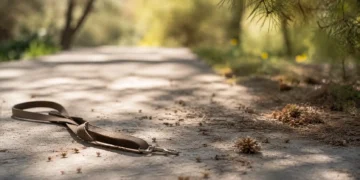 Σοβαρή συμβολική εικόνα με άδειο μπολ, πετσέτα και ήρεμο αστικό φως για προστασία ζώων