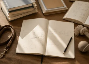 Κλινική editorial σκηνή φροντίδας με καθαρό τραπέζι, πετσέτες, μπολ και ήπιο φως