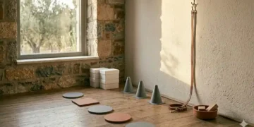 Συμπεριληπτική editorial εικόνα με ήρεμο χώρο, βοηθητικά αντικείμενα και ζεστό ανθρώπινο τόνο