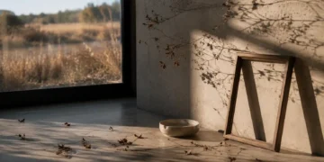 Καθαρή editorial εικόνα pet lifestyle με φυσικό φως, αρνητικό χώρο και συμβολικά στοιχεία φροντίδας