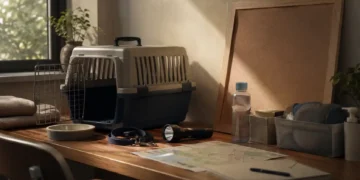 Σκηνή εκπαίδευσης και συμπεριφοράς με λουρί, παιχνίδια, markers και απαλό φυσικό φως