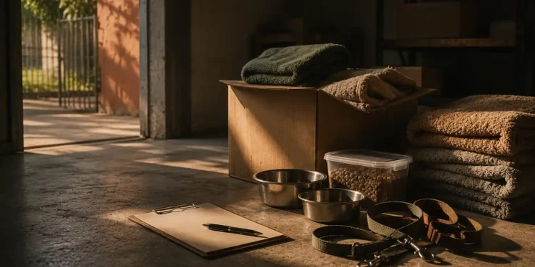 Καθαρή editorial εικόνα pet lifestyle με φυσικό φως, αρνητικό χώρο και συμβολικά στοιχεία φροντίδας